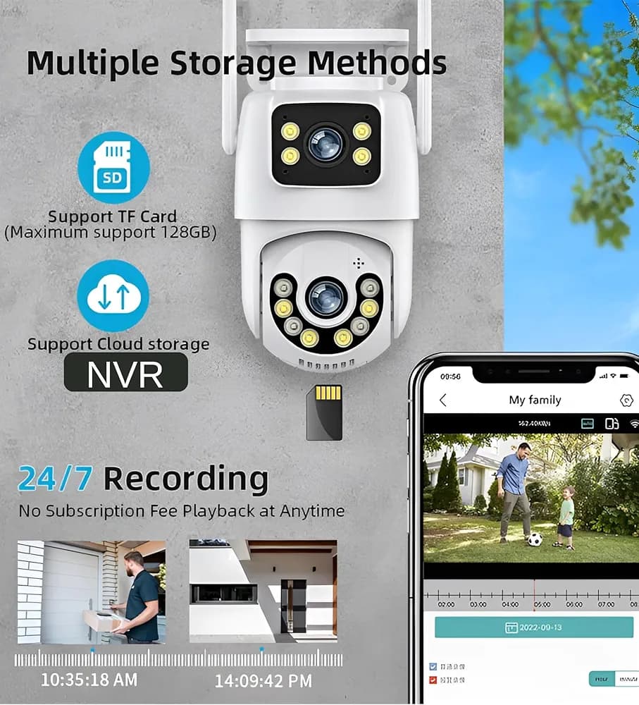 Honyman 6MP 2K Dual Lens UHD CCTV Camera for Home Outdoor Indoor Outdoor WiFi Camera, Advanced Security CCTV with Color Night Vision and Ai Human/Motion Detection, SD/Cloud IP66 (White) thumbnail 4