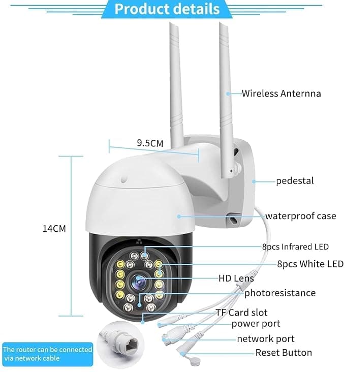 Honyman - 360 WiFi 1080p 3MP 360 Degree Pant Tilt Smart Ptz Wireless Security Camera Indoor Outdoor Security Motion Detection Two Way Audio Watch Live View Camera Home Office Surveillance (K-804) thumbnail 3